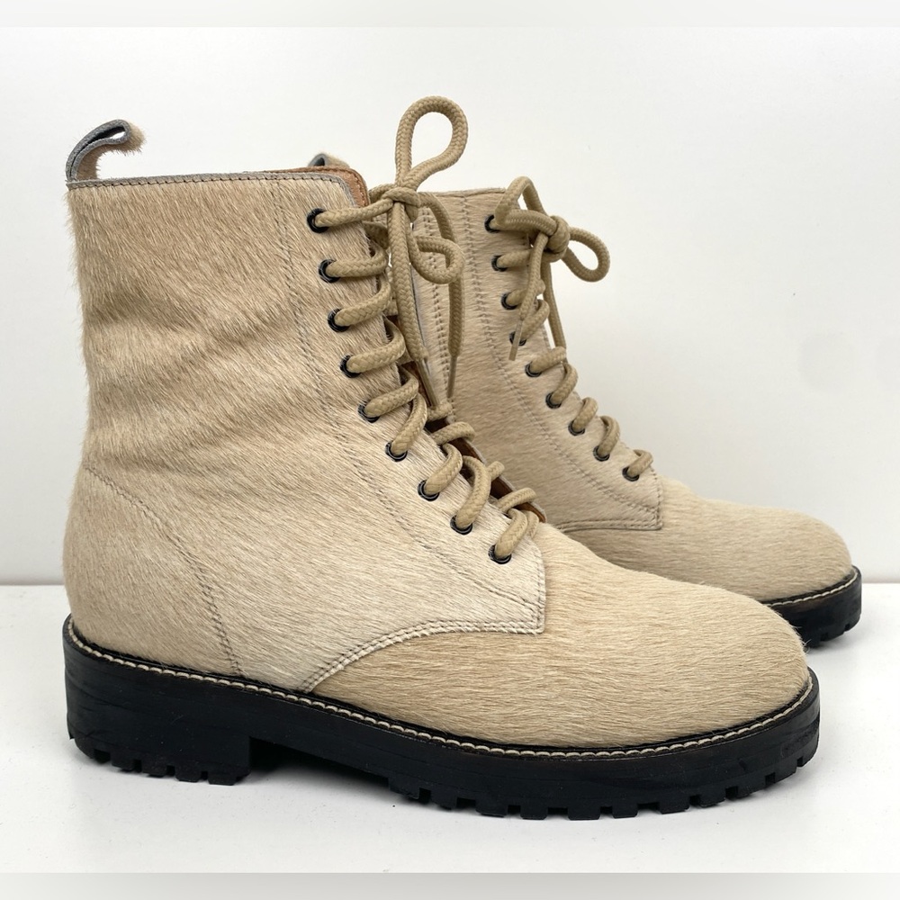 No. 6 Store Pony Hair Combat Boots, Sz 8
